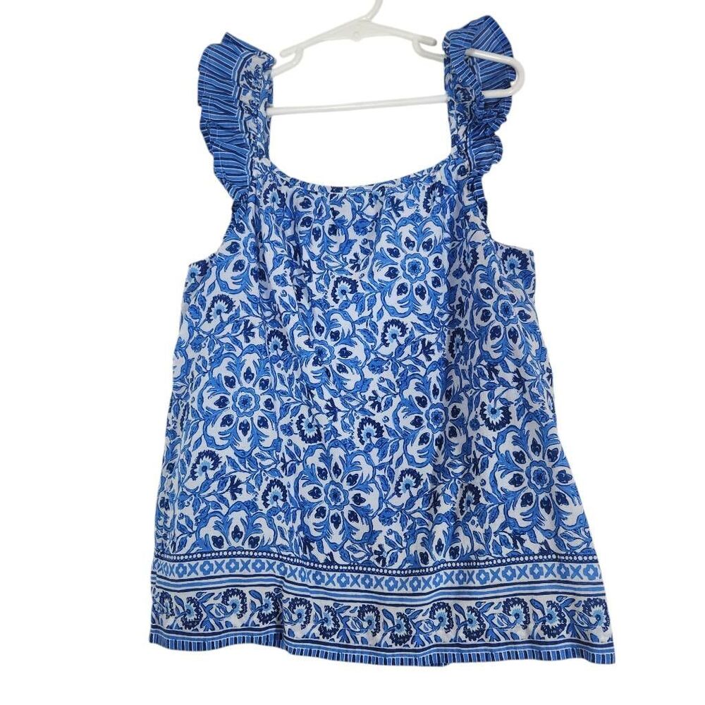 Vineyard Vines Girl's Blue and White Floral Summer Top Size Large
